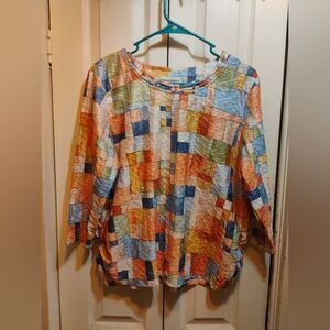 Alfred Dunner Multicolor Patchwork Blouse